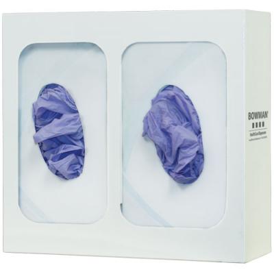 Glove Box Dispenser - Double with Divider, White Powder-Coated Steel