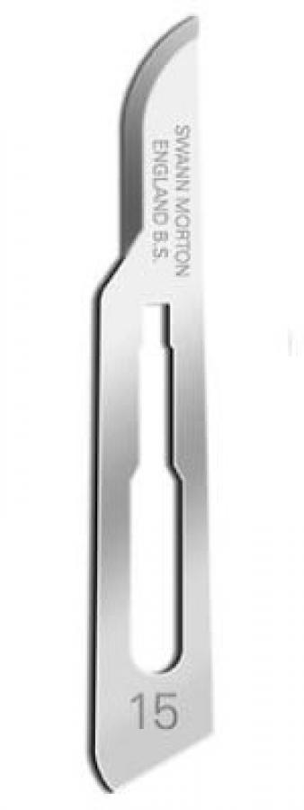 Swann-Morton #15 Sterile Surgical Scalpel Blades, Carbon Steel [100]
