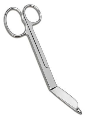 7.25" Lister Bandage Scissors with one large bow, serrated blades