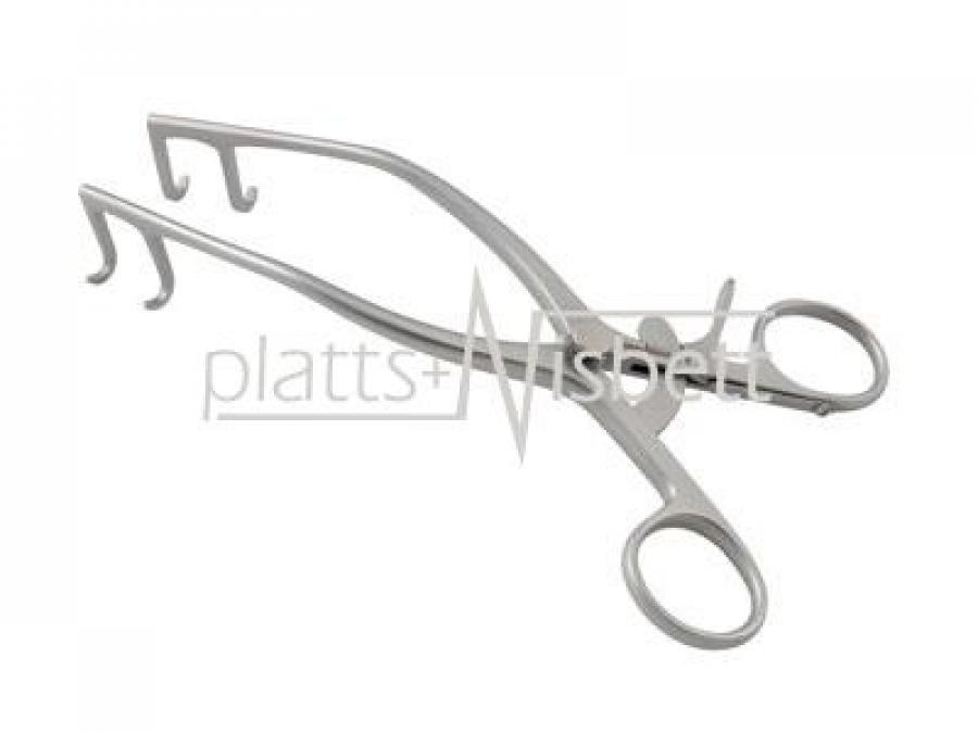Kolbel Soft Tissue Retractor, Angled, Double Prong