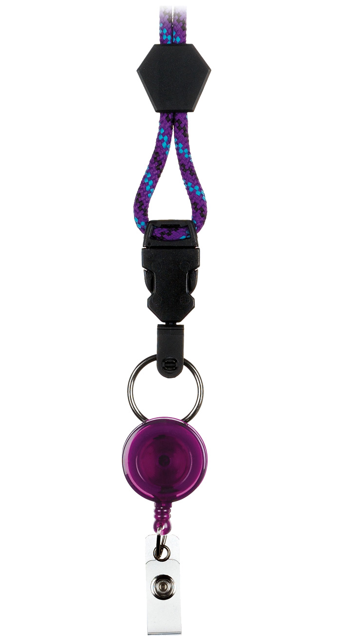 Purple, Blue and Black Lanyard With Violet Retracteze - PUR