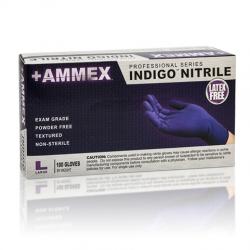 AMMEX Powder Free Textured Indigo Nitrile Gloves [box of 100]