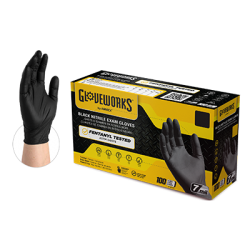 Gloveworks Black Nitrile PF Exam Gloves [1000]