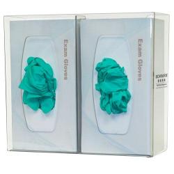 Glove Box Dispenser - Double with Divider, Clear PETG Plastic